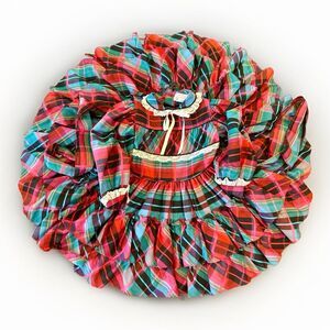 Vtg MARTHAS MINIATURES We're Fussy FULL CIRCLE Plaid Ruffle Christmas Holiday